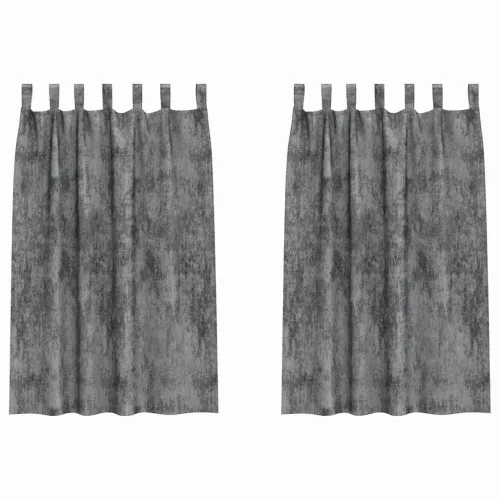 Függöny függönyökkel 2 pcs Szürke 175 x 140 cm Bársony