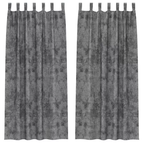Függöny függönyökkel 2 pcs Szürke 225 x 140 cm Bársony