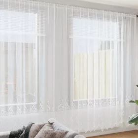   Csipkés Függöny függönyökkel Fehér 900x280cm Poliészter