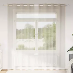   Voile Függöny függönyökkel 2 pcs Homokszín 140x260cm Poliészter