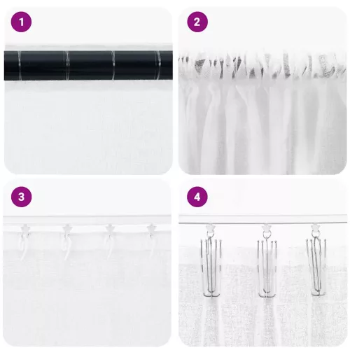 Voile Függöny függönyökkel 2 pcs Fehér 140x140cm Poliészter