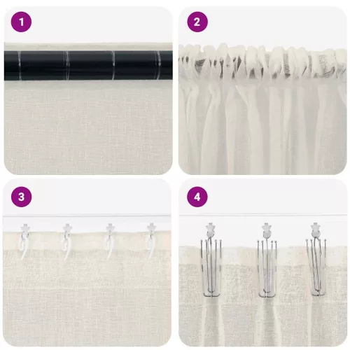 Voile Függöny függönyökkel 2 pcs Krém 140x140cm Poliészter