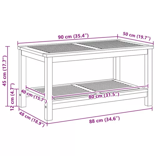 Dohányzóasztal Barna 110 x 55 x 45 cm tömör akácfa