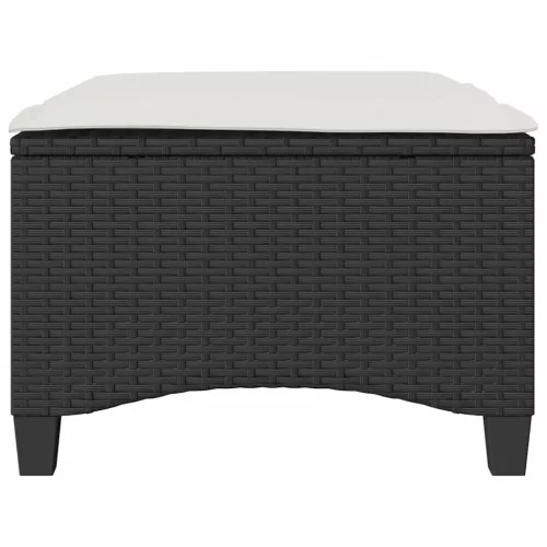 2 db fekete polirattan kerti székek párnákkal 55x55x36 cm