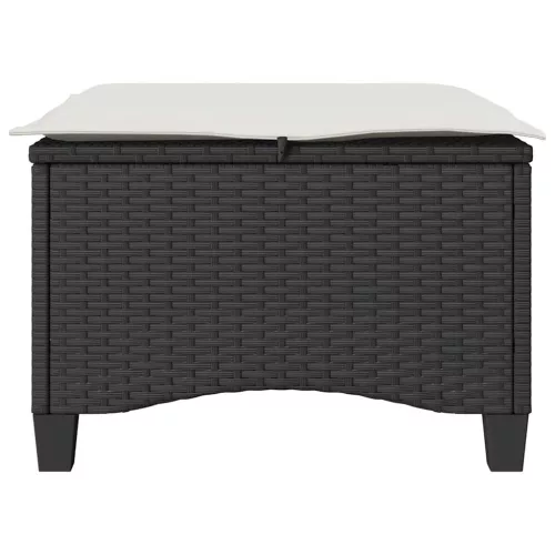 2 db fekete polirattan kerti székek párnákkal 55x55x36 cm