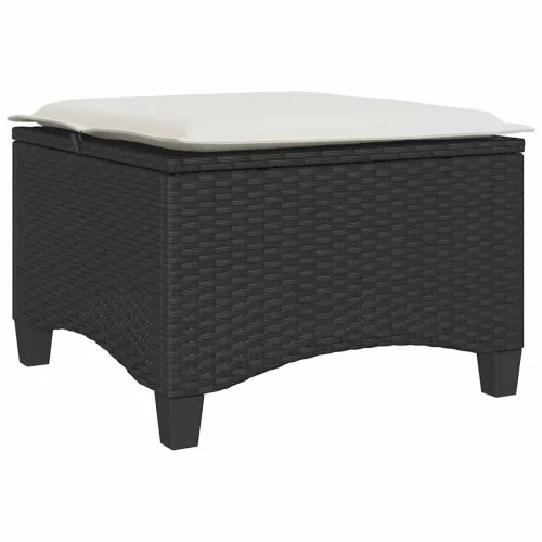 2 db fekete polirattan kerti székek párnákkal 55x55x36 cm