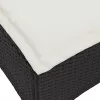 2 db fekete polirattan kerti székek párnákkal 55x55x36 cm