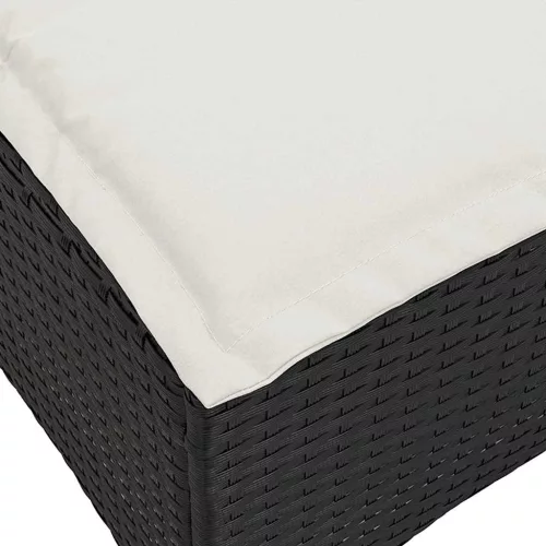2 db fekete polirattan kerti székek párnákkal 55x55x36 cm