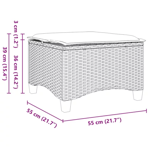2 db fekete polirattan kerti székek párnákkal 55x55x36 cm