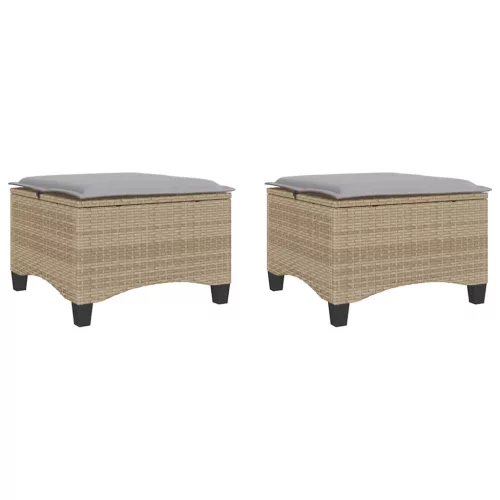 2 db bézs polirattan kerti székek párnákkal 55x55x36 cm