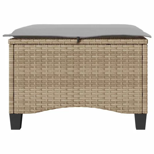 2 db bézs polirattan kerti székek párnákkal 55x55x36 cm