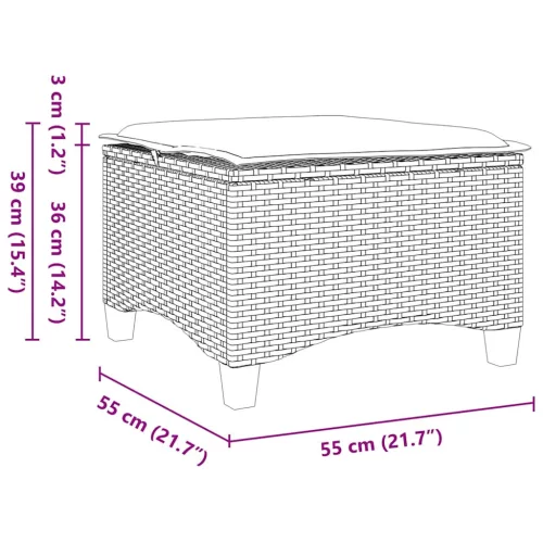 2 db bézs polirattan kerti székek párnákkal 55x55x36 cm