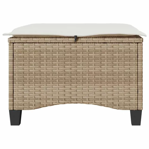 2 db bézs polirattan kerti székek párnákkal 55x55x36 cm