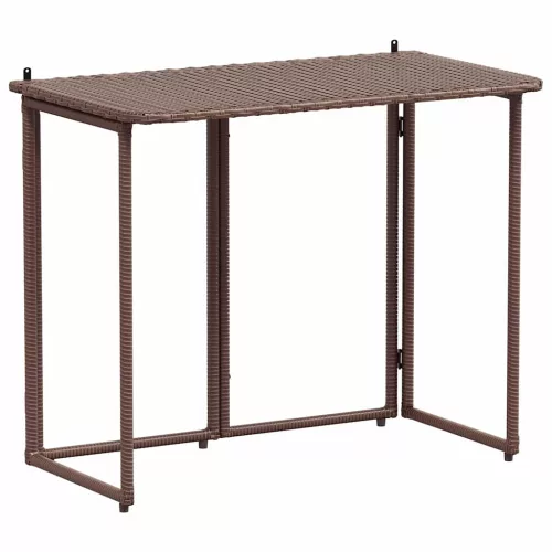 Barna polyrattan összecsukható kerti asztal 90x51x75 cm