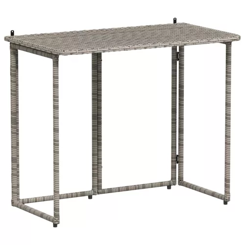 Szürke polyrattan összecsukható kerti asztal 90x51x75 cm