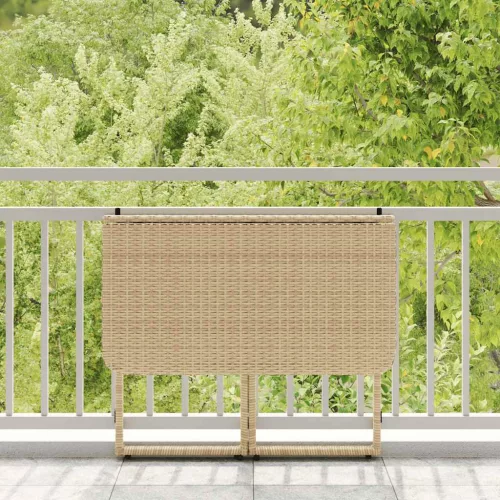 Bézs polyrattan összecsukható kerti asztal 90x51x75 cm