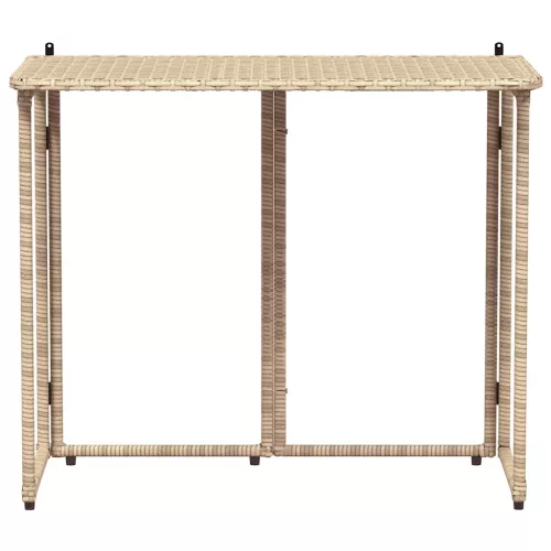 Bézs polyrattan összecsukható kerti asztal 90x51x75 cm