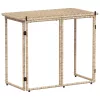 Bézs polyrattan összecsukható kerti asztal 90x51x75 cm