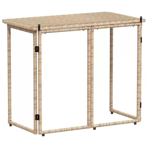 Bézs polyrattan összecsukható kerti asztal 90x51x75 cm