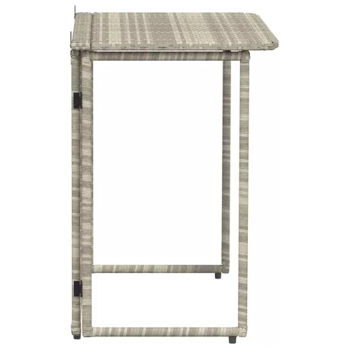 Világosszürke polyrattan összecsukható kerti asztal 90x51x75 cm