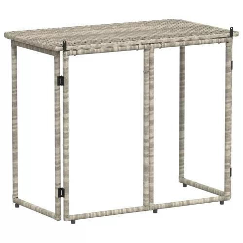 Világosszürke polyrattan összecsukható kerti asztal 90x51x75 cm