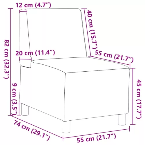 Moduláris kanapé karfa nélkül, felhőszürke, szövetből készült, 55 cm