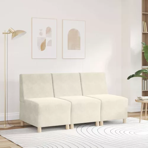 Moduláris kanapéegység karfa nélkül, krémszínű bársonyból 55 cm