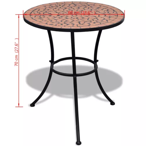 Terrakotta mozaik bisztró asztal 60 cm