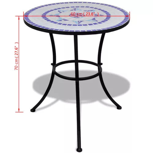 Kék és fehér mozaik bisztró asztal 60 cm