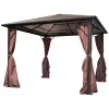 Alumínium kerti pavilon barna függönnyel 300 x 300 cm