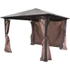 Alumínium kerti pavilon barna függönnyel 300 x 300 cm