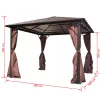 Alumínium kerti pavilon barna függönnyel 300 x 300 cm