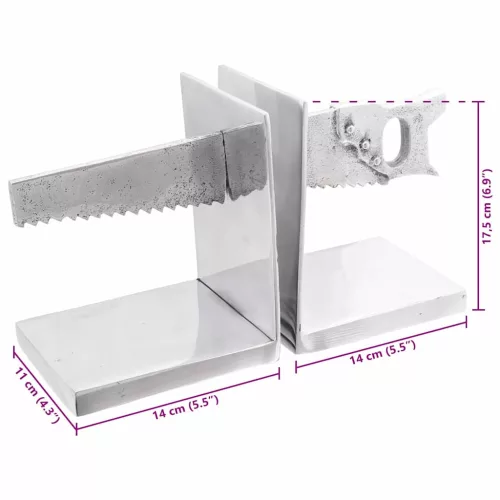Könyvtámaszok 2 pcs Ezüst 11 x 14 x 17.5 cm Alumínium