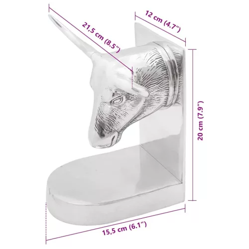 Könyvtámaszok 2 pcs Ezüst 21.5 x 15.5 x 20 cm Alumínium
