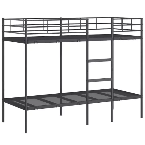 Fekete acél emeletes ágy matrac nélkül 80 x 200 cm
