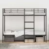 Fekete acél emeletes ágy matrac nélkül 80 x 200 cm