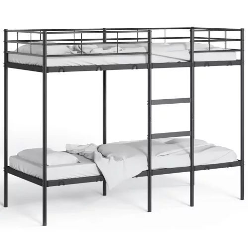 Fekete acél emeletes ágy matrac nélkül 80 x 200 cm