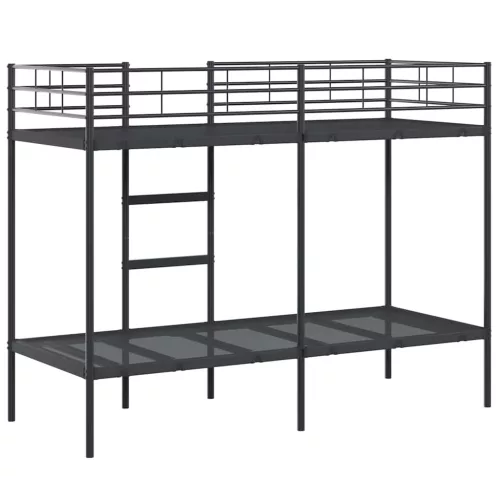 Fekete acél emeletes ágy matrac nélkül 80 x 200 cm