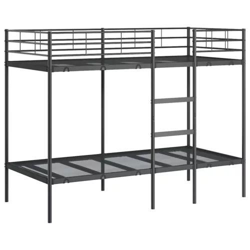 Fekete acél emeletes ágy matrac nélkül 90 x 190 cm