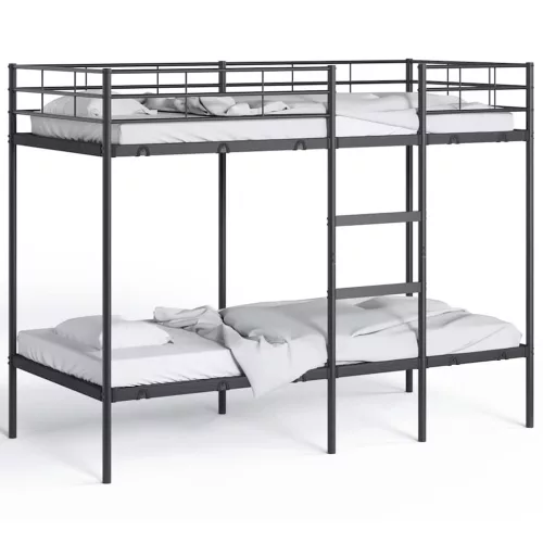 Fekete acél emeletes ágy matrac nélkül 90 x 190 cm