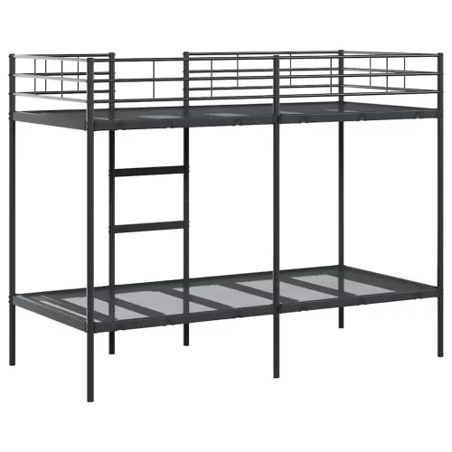 Fekete acél emeletes ágy matrac nélkül 90 x 190 cm