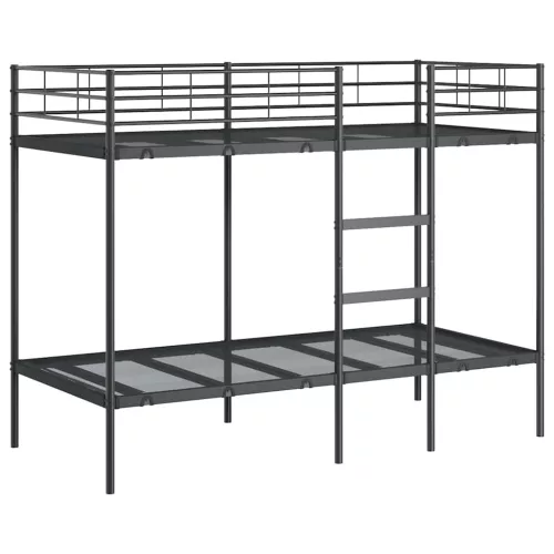 Fekete acél emeletes ágy matrac nélkül 90 x 200 cm