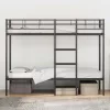 Fekete acél emeletes ágy matrac nélkül 90 x 200 cm
