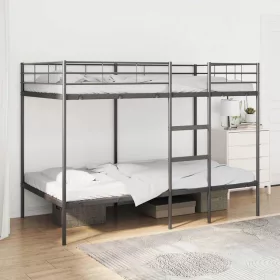 Fekete acél emeletes ágy matrac nélkül 100 x 200 cm