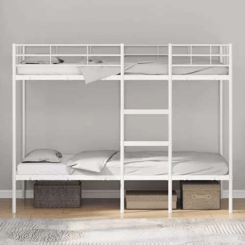 Fehér acél emeletes ágy matrac nélkül 90 x 190 cm
