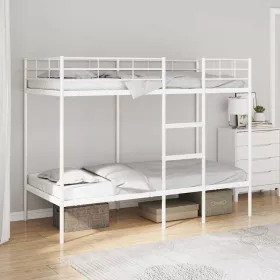 Fehér acél emeletes ágy matrac nélkül 90 x 200 cm