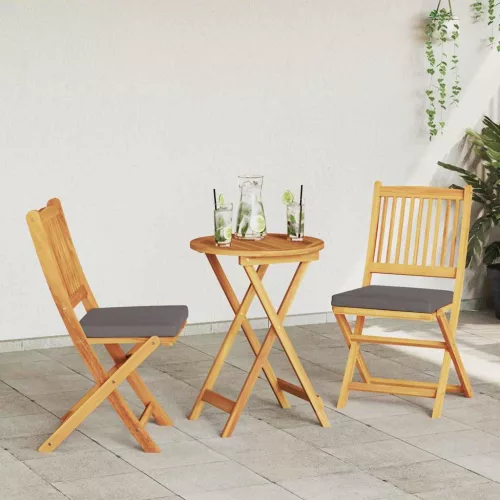 Összecsukható szék 2 pcs Szürke 49 x 57.5 x 92cm Tömör akácfa