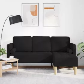 Kanapé Szett Fekete 173 x 131 x 67 cm szövet