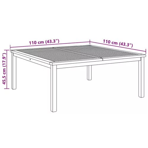 Dohányzóasztal Barna 110 x 110 x 45 cm Tömör tíkfa