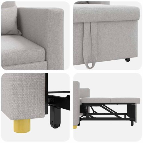 Egyszemélyes kanapéágy Felhős szürke 90 x 165 x 87 cm szövet